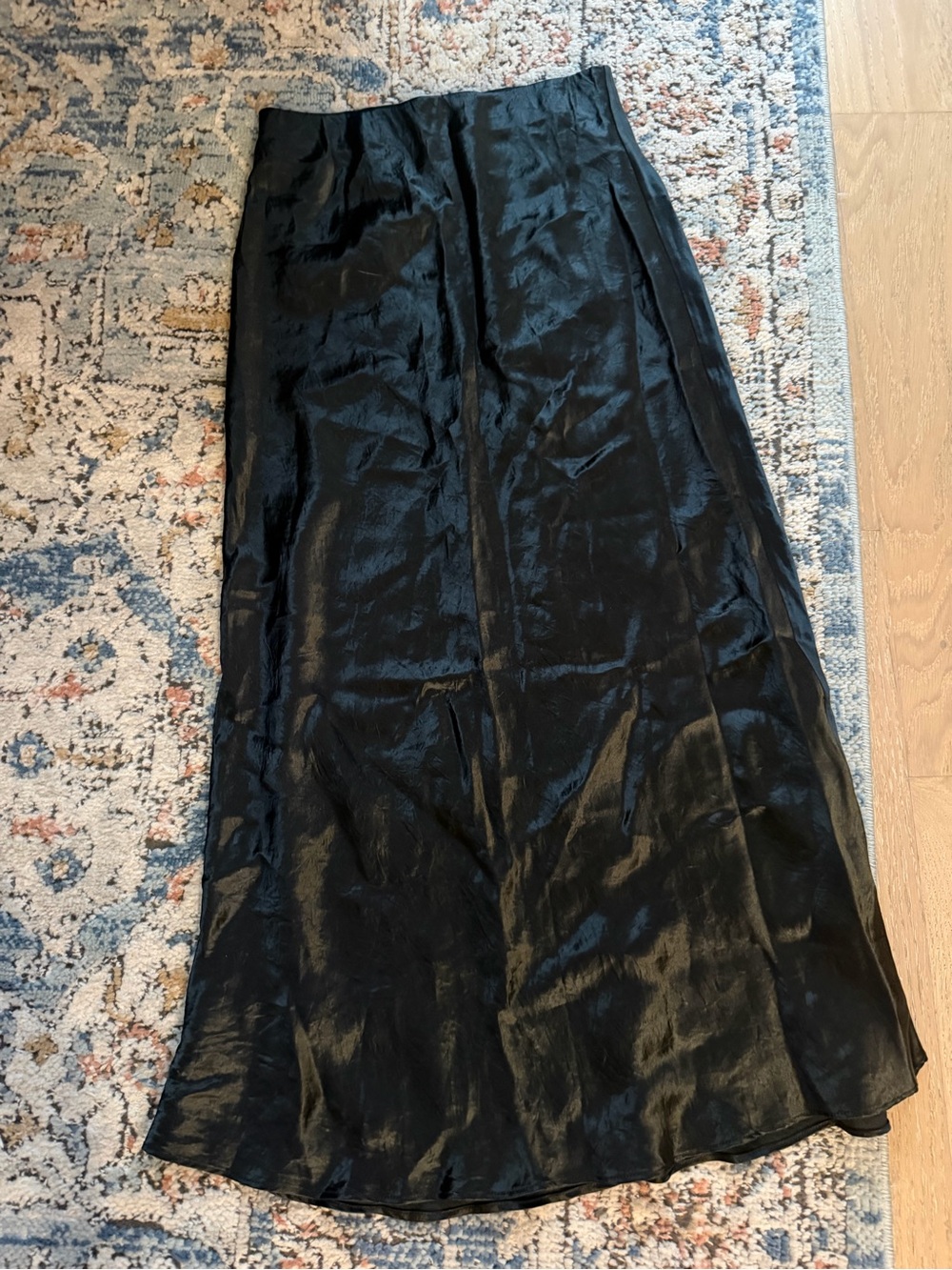 Aritzia Black Shiny Satin Maxi Skirt
